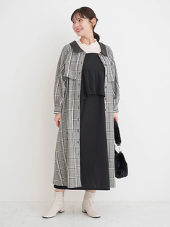 Re-J＆SUPURE(リジェイ＆スプル) |フェイクレザー襟トレンチシャツワンピース