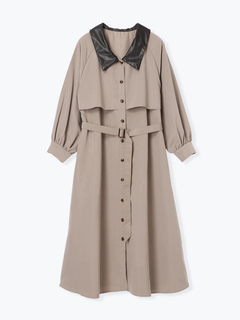 Re-J＆SUPURE(リジェイ＆スプル) |フェイクレザー襟トレンチシャツワンピース