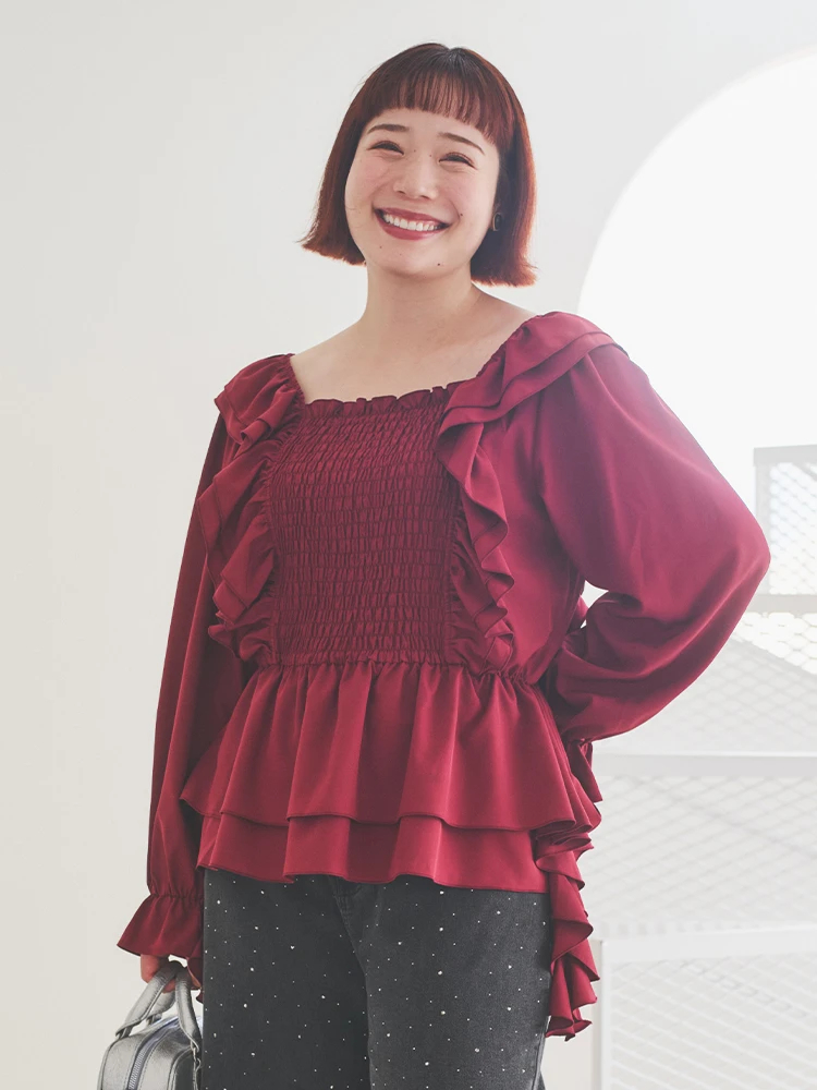 Re-J＆SUPURE(リジェイ＆スプル) |【WEB限定】フリルシャーリングブラウス