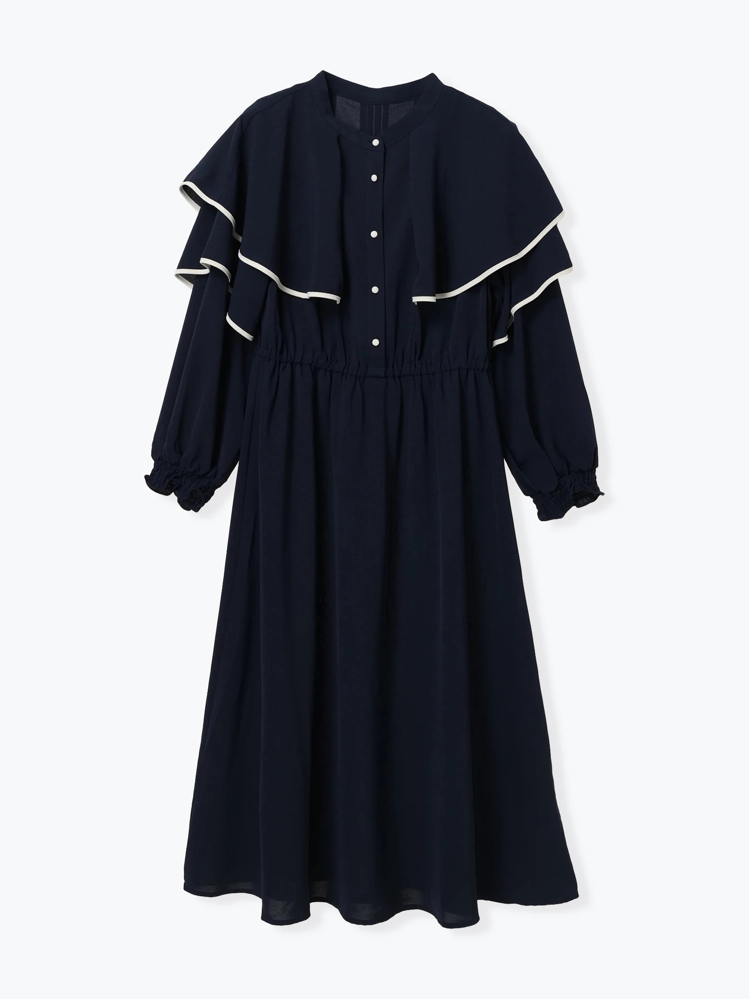 配色フリルケープワンピース（大きいサイズ・ぽっちゃり女子向け