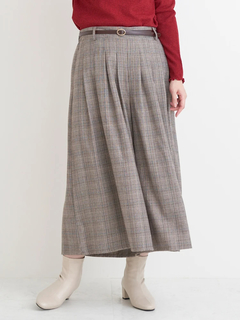 Re-J＆SUPURE(リジェイ＆スプル) |ベルト付きチェック柄タックワイドパンツ