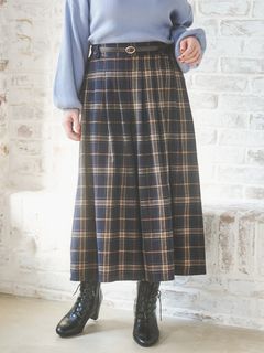 Re-J＆SUPURE(リジェイ＆スプル) |ベルト付きチェック柄タックワイドパンツ