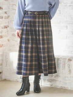 Re-J＆SUPURE(リジェイ＆スプル) |ベルト付きチェック柄タックワイドパンツ