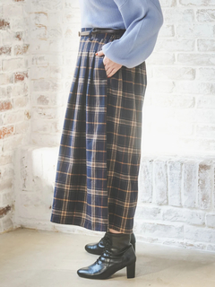 Re-J＆SUPURE(リジェイ＆スプル) |ベルト付きチェック柄タックワイドパンツ