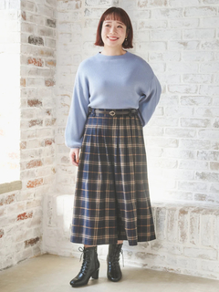 Re-J＆SUPURE(リジェイ＆スプル) |ベルト付きチェック柄タックワイドパンツ