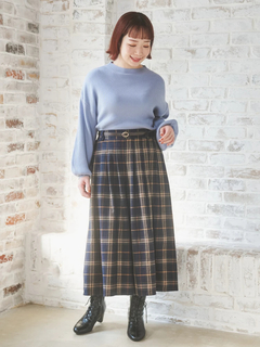 Re-J＆SUPURE(リジェイ＆スプル) |ベルト付きチェック柄タックワイドパンツ