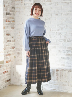 Re-J＆SUPURE(リジェイ＆スプル) |ベルト付きチェック柄タックワイドパンツ