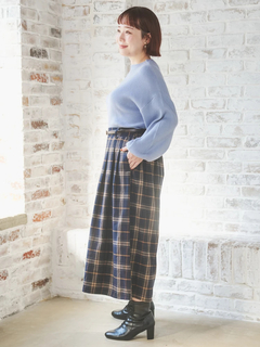 Re-J＆SUPURE(リジェイ＆スプル) |ベルト付きチェック柄タックワイドパンツ
