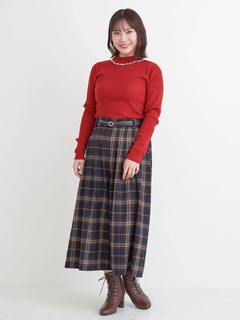 Re-J＆SUPURE(リジェイ＆スプル) |ベルト付きチェック柄タックワイドパンツ