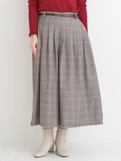 Re-J＆SUPURE(リジェイ＆スプル) |ベルト付きチェック柄タックワイドパンツ