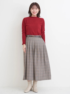 Re-J＆SUPURE(リジェイ＆スプル) |ベルト付きチェック柄タックワイドパンツ