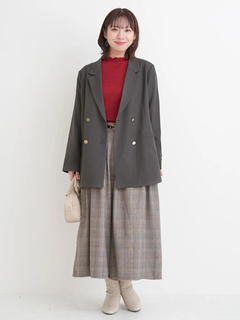 Re-J＆SUPURE(リジェイ＆スプル) |ベルト付きチェック柄タックワイドパンツ