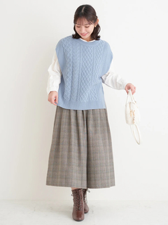 Re-J＆SUPURE(リジェイ＆スプル) |ベルト付きチェック柄タックワイドパンツ