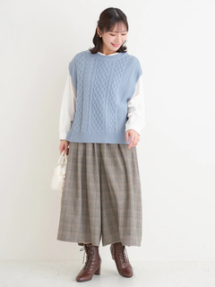 Re-J＆SUPURE(リジェイ＆スプル) |ベルト付きチェック柄タックワイドパンツ