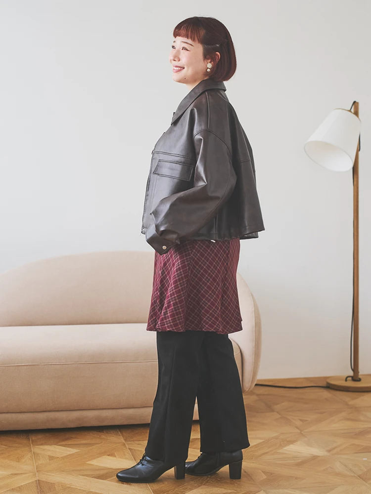 フェイクレザーZIPブルゾン（大きいサイズ・ぽっちゃり女子向け