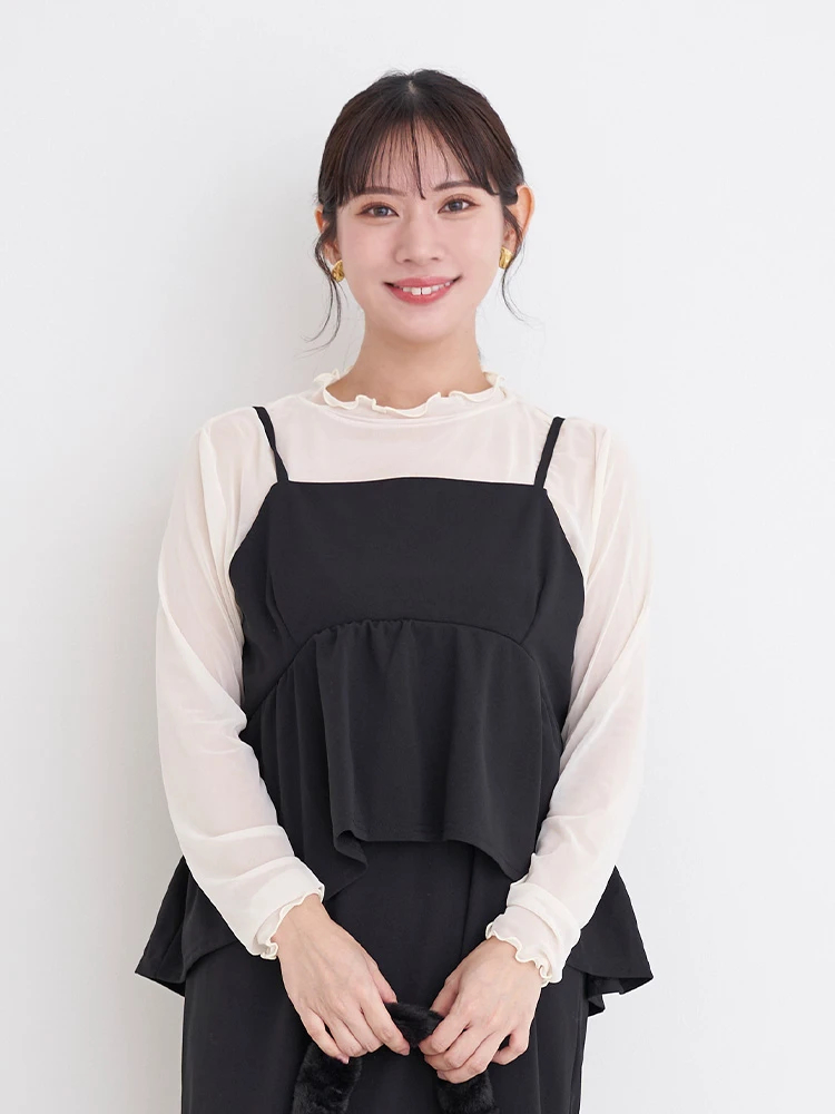 SET]ビスチェドッキングジャンスカ×シアートップス（無地・ドット柄