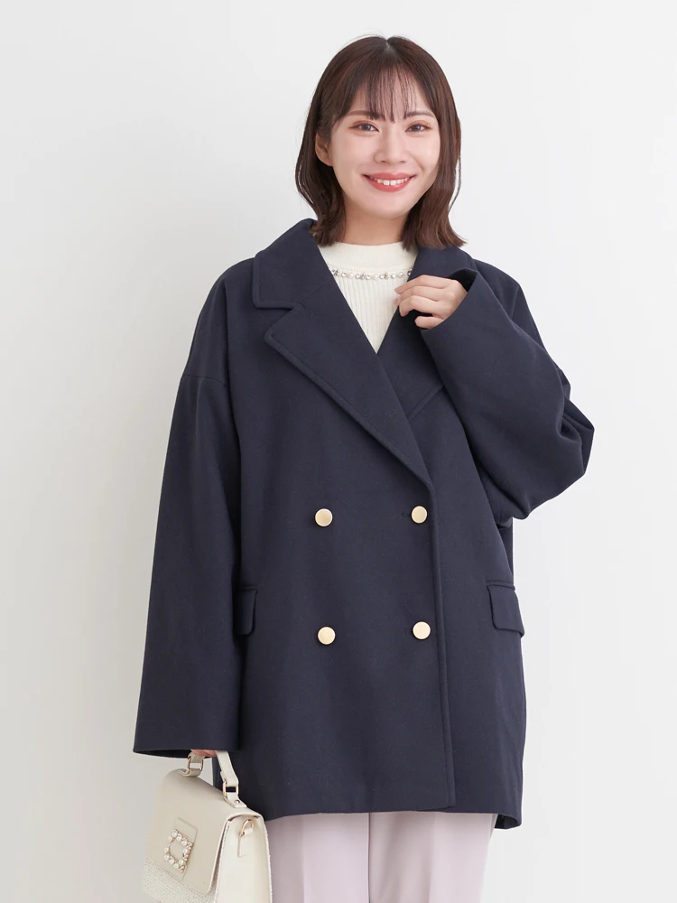 WブレストPコート（大きいサイズ・ぽっちゃり女子向け｜コート