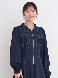 Re-J＆SUPURE(リジェイ＆スプル) |ポケットリボンハーフZIPワンピース