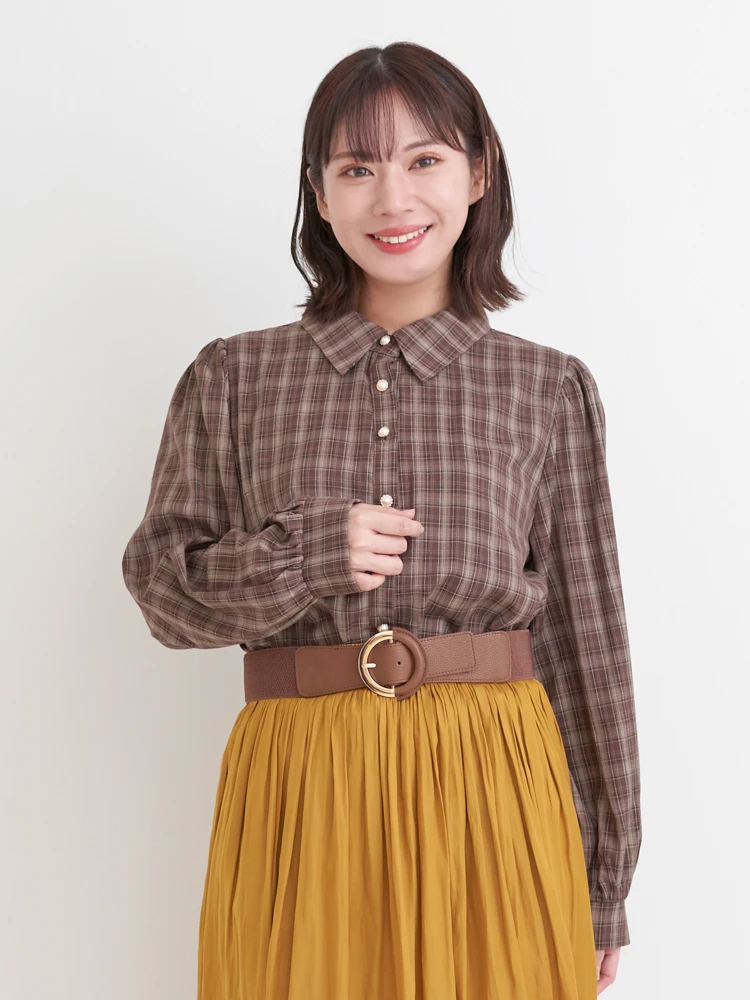 ギャルソン 05AW チェック柄 丸襟 シャーリングデザイン 変形 ブラウス ギャルソン 05AW チェック柄 丸襟 シャーリングデザイン 変形 ブラウス