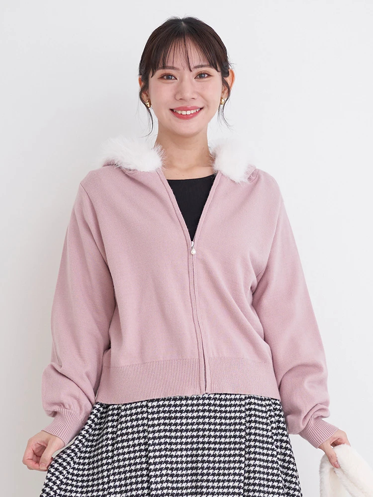 Re-J＆SUPURE(リジェイ＆スプル) |ファーフードニットZIPパーカー