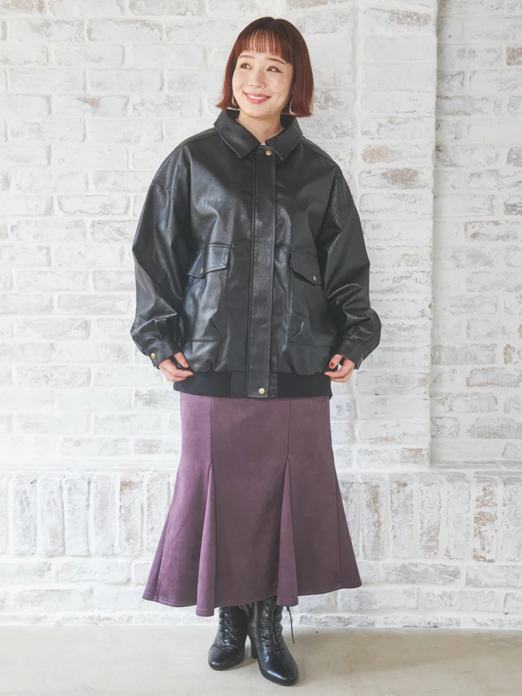 フェイクレザーBIGジャケット（大きいサイズ・ぽっちゃり女子向け