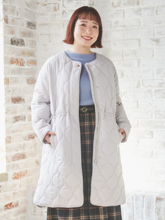 ひょうたんステッチキルトロングコート（大きいサイズ・ぽっちゃり女子