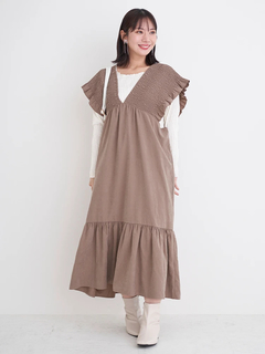 Re-J＆SUPURE(リジェイ＆スプル) |ピーチ起毛シャーリングワンピース