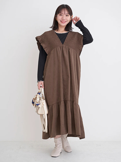 Re-J＆SUPURE(リジェイ＆スプル) |ピーチ起毛シャーリングワンピース