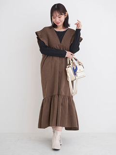 Re-J＆SUPURE(リジェイ＆スプル) |ピーチ起毛シャーリングワンピース