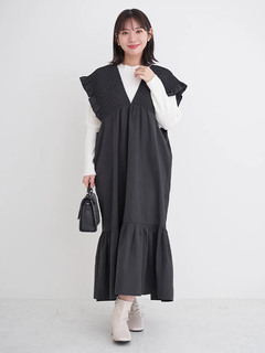 Re-J＆SUPURE(リジェイ＆スプル) |ピーチ起毛シャーリングワンピース