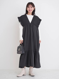 Re-J＆SUPURE(リジェイ＆スプル) |ピーチ起毛シャーリングワンピース