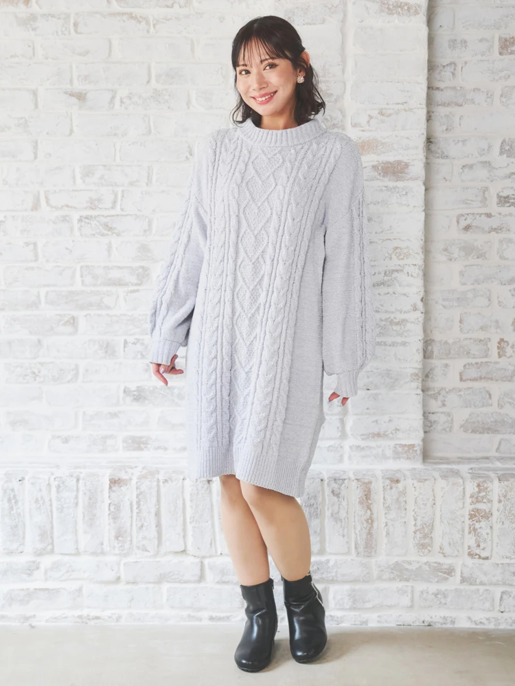 Re-J＆SUPURE(リジェイ＆スプル) |モールラメ装飾ニットワンピース