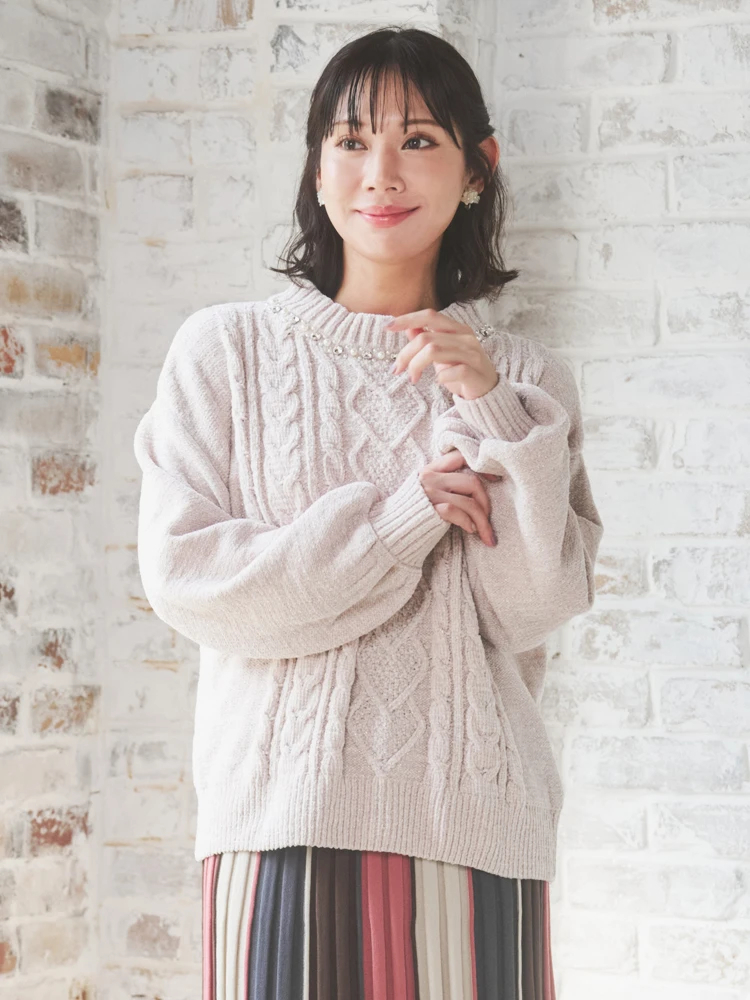 Re-J＆SUPURE(リジェイ＆スプル) |モールラメ装飾ニットプルオーバー