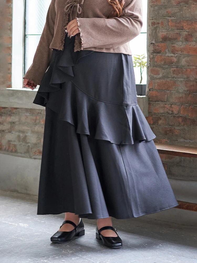 limi feu ウールギャバジン　ラッフルフリル　スカート limi feu ウールギャバジン ラッフルフリル スカート limi feu ウール