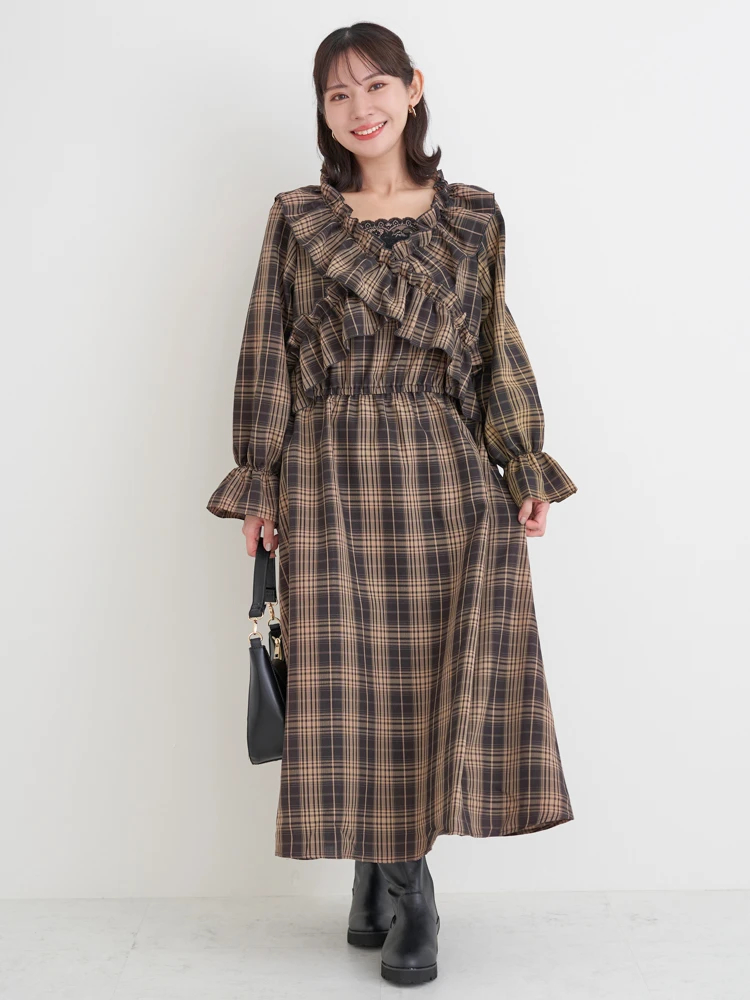 チェック柄フリルワンピース 03_004.jpg