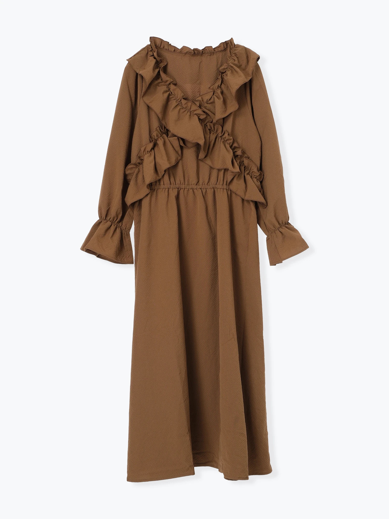 WEB限定】クロスフリルワンピース（無地・チェック柄）（大きいサイズ