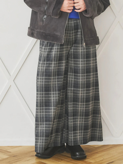 Re-J＆SUPURE(リジェイ＆スプル) |カットイージーワイドパンツ（チェック柄・ヘリンボーン）