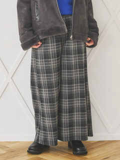Re-J＆SUPURE(リジェイ＆スプル) |カットイージーワイドパンツ（チェック柄・ヘリンボーン）