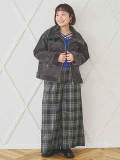 Re-J＆SUPURE(リジェイ＆スプル) |カットイージーワイドパンツ（チェック柄・ヘリンボーン）