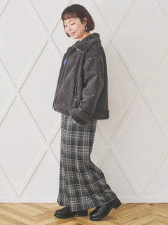 Re-J＆SUPURE(リジェイ＆スプル) |カットイージーワイドパンツ（チェック柄・ヘリンボーン）