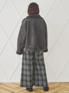 Re-J＆SUPURE(リジェイ＆スプル) |カットイージーワイドパンツ（チェック柄・ヘリンボーン）