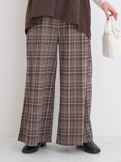 Re-J＆SUPURE(リジェイ＆スプル) |カットイージーワイドパンツ（チェック柄・ヘリンボーン）