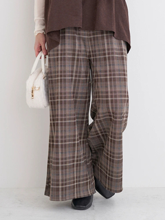 Re-J＆SUPURE(リジェイ＆スプル) |カットイージーワイドパンツ（チェック柄・ヘリンボーン）