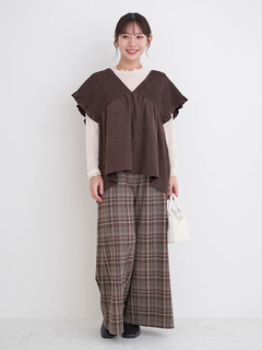 Re-J＆SUPURE(リジェイ＆スプル) |カットイージーワイドパンツ（チェック柄・ヘリンボーン）