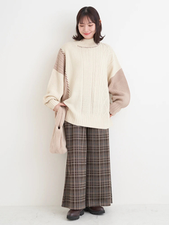 Re-J＆SUPURE(リジェイ＆スプル) |カットイージーワイドパンツ（チェック柄・ヘリンボーン）