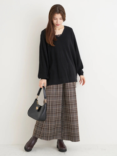 Re-J＆SUPURE(リジェイ＆スプル) |カットイージーワイドパンツ（チェック柄・ヘリンボーン）