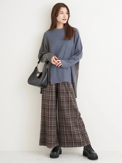 Re-J＆SUPURE(リジェイ＆スプル) |カットイージーワイドパンツ（チェック柄・ヘリンボーン）