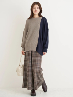 Re-J＆SUPURE(リジェイ＆スプル) |カットイージーワイドパンツ（チェック柄・ヘリンボーン）