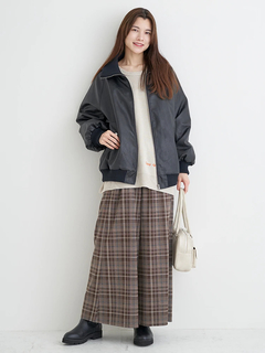 Re-J＆SUPURE(リジェイ＆スプル) |カットイージーワイドパンツ（チェック柄・ヘリンボーン）