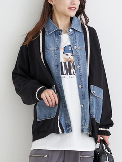 Re-J＆SUPURE(リジェイ＆スプル) |デニム切替ニットカーディガン